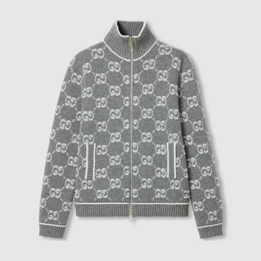 *VINTAGE* GUCCI® Cardigan Jacquard in Bouclé-Optik